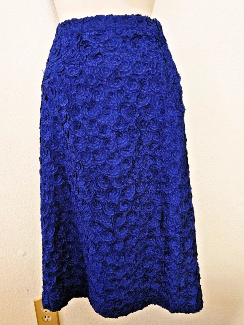 Vtg 60s Leda Exclusives Palo Alto Milano Royal Blue Brocade Skirt Size M